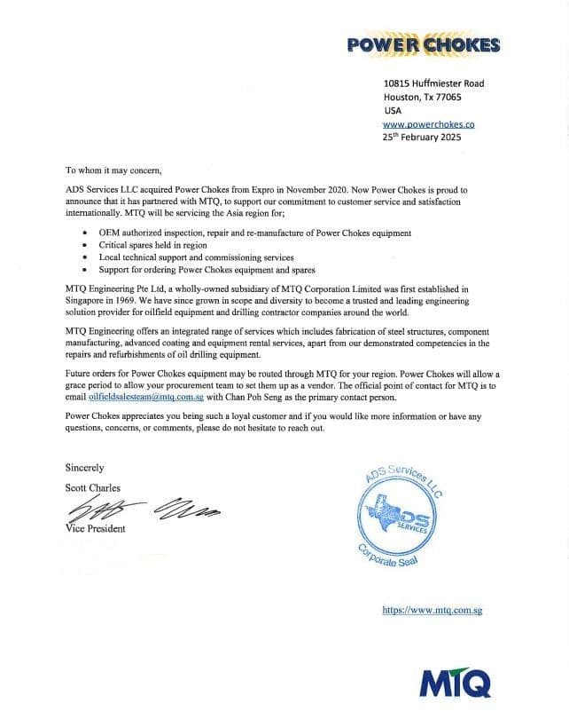 A new partnership between ADS Services LLC and MTQ Engineering Pte Ltd! 🤝